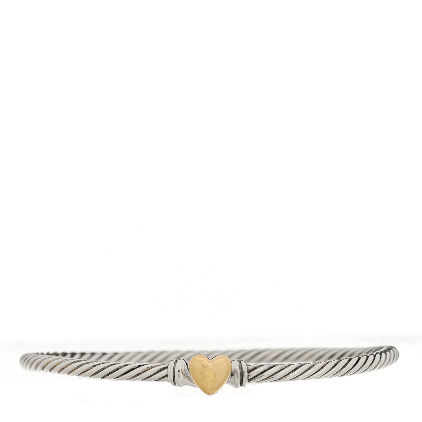 Sterling Silver 18K Yellow Gold 3mm Cable Collectibles Heart Bracelet