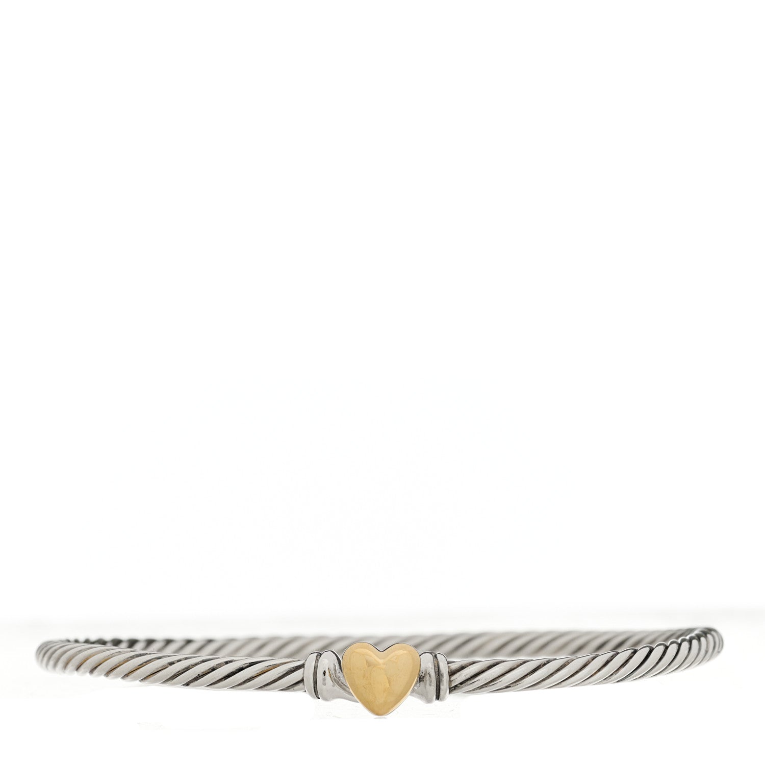 David Yurman Sterling Silver 18K Yellow Gold 3mm Cable Collectibles Heart Bracelet 1 of 3