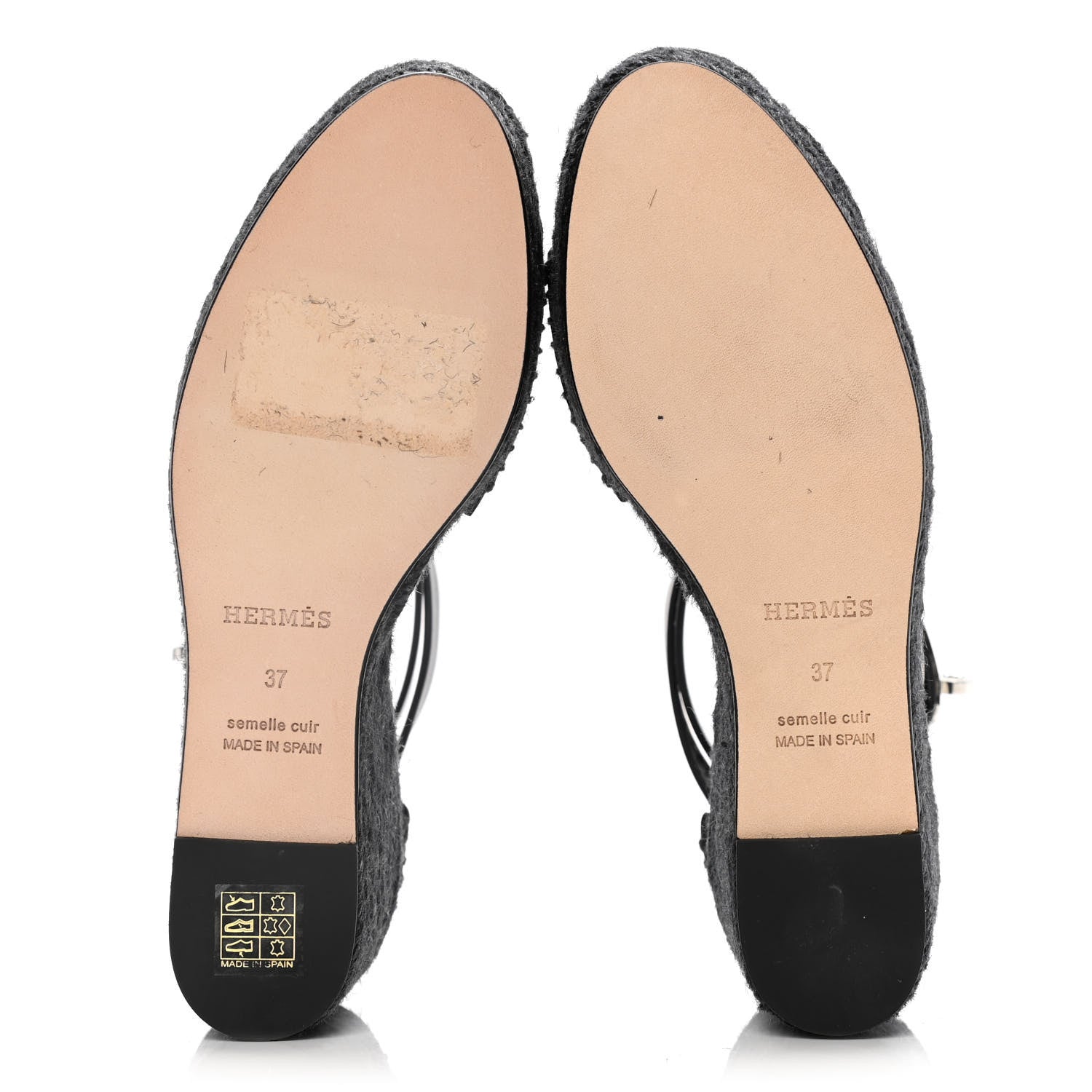 Hermes Calfskin Tipoli Espadrille Wedges 37 Black 7 of 14