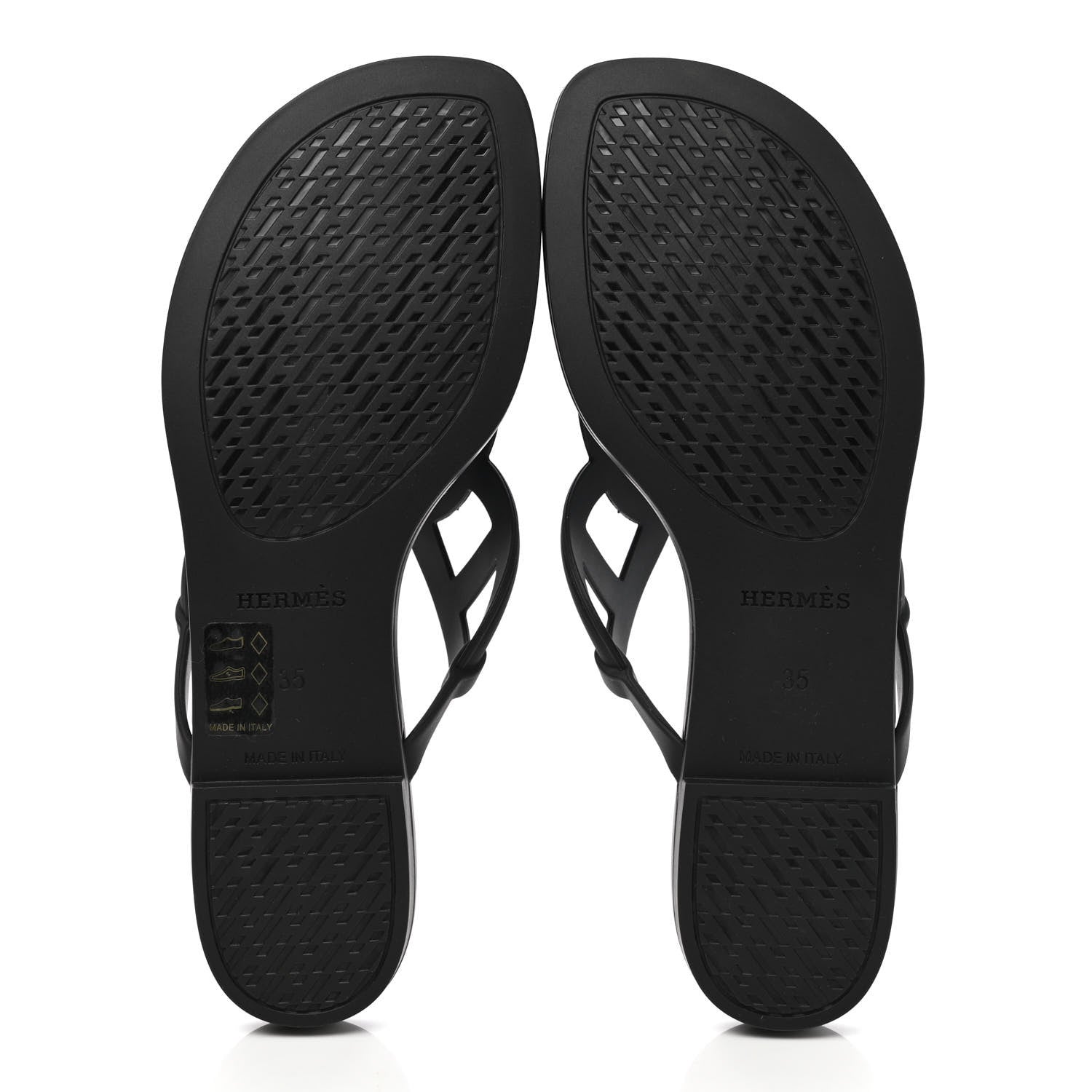 Hermes Rubber Womens Egerie Sandals 35 Black 5 of 9