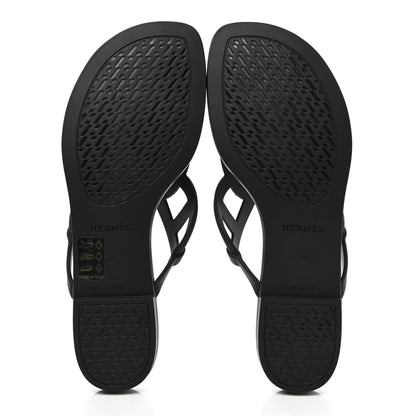 Hermes Rubber Womens Egerie Sandals 35 Black 5 of 9