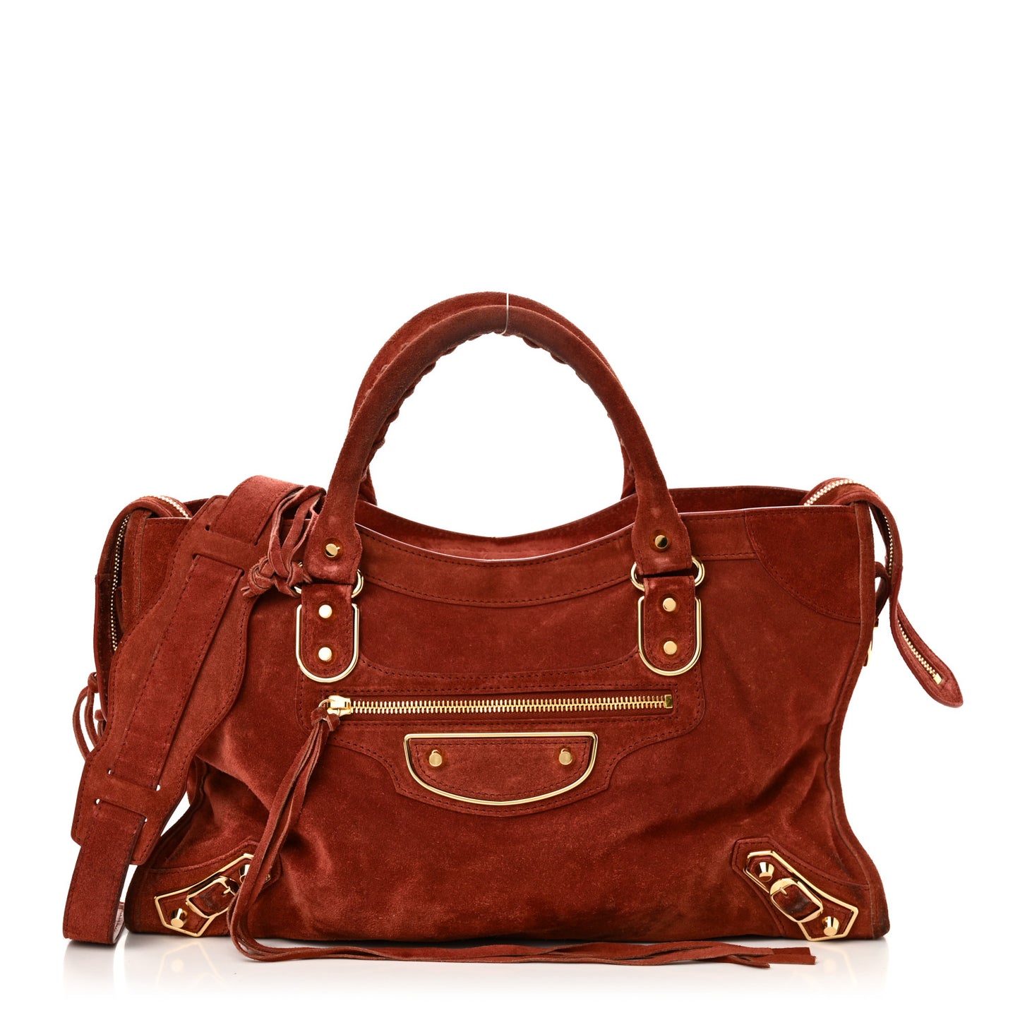Baby Daim Suede Gold Metallic Edge Hardware City Bois De Rose Fonce