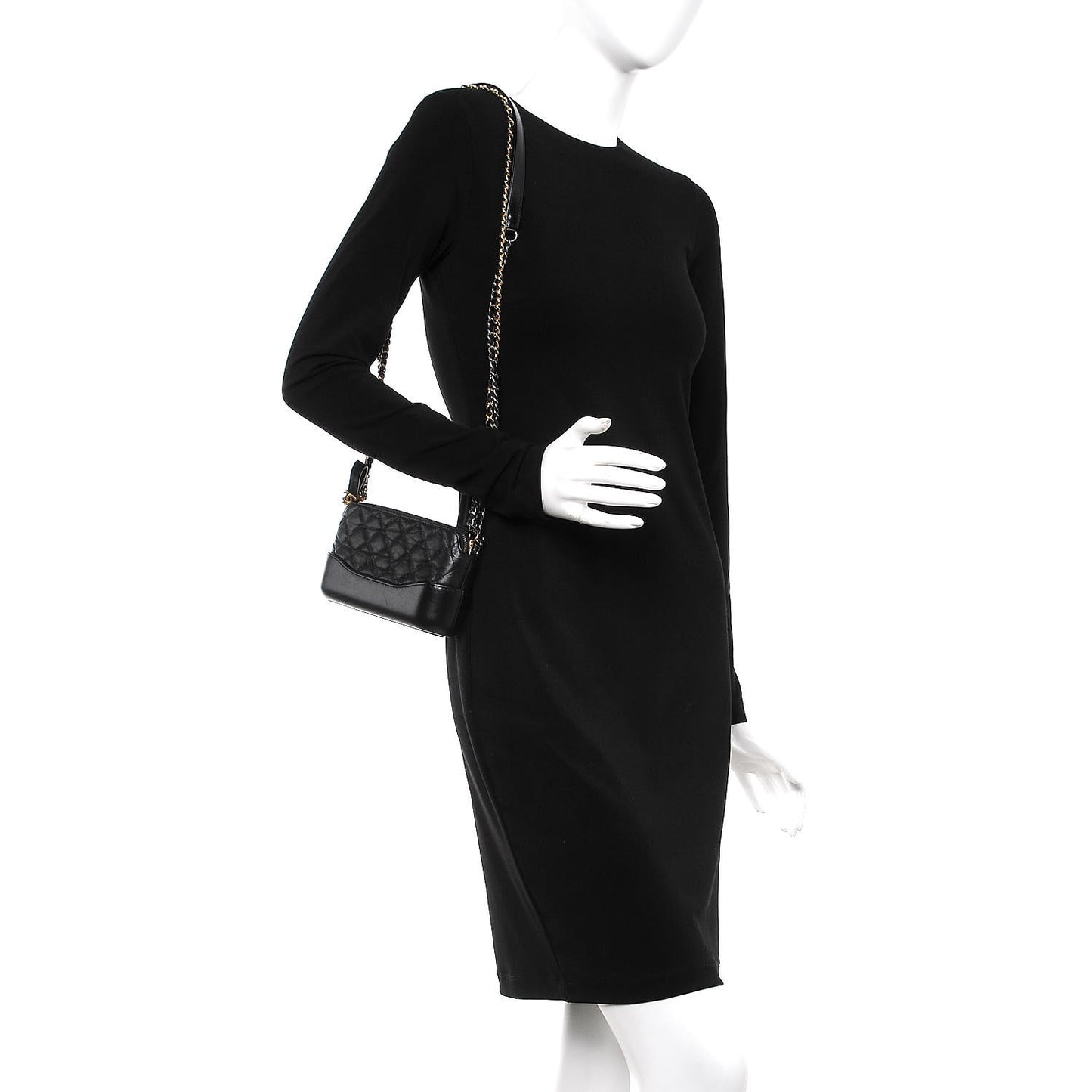 Aged Calfskin Quilted Small Gabrielle Clutch With Chain Black