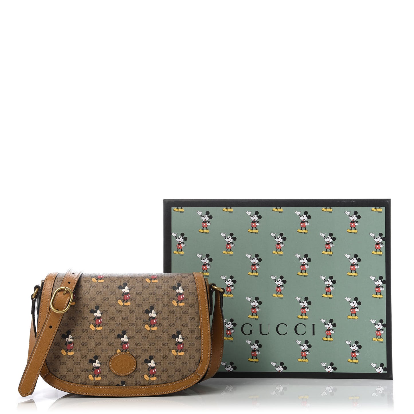 X DISNEY Mini Vintage GG Supreme Monogram Mickey Mouse Small Flap Messenger Bag Beige Vintage Sun Oil