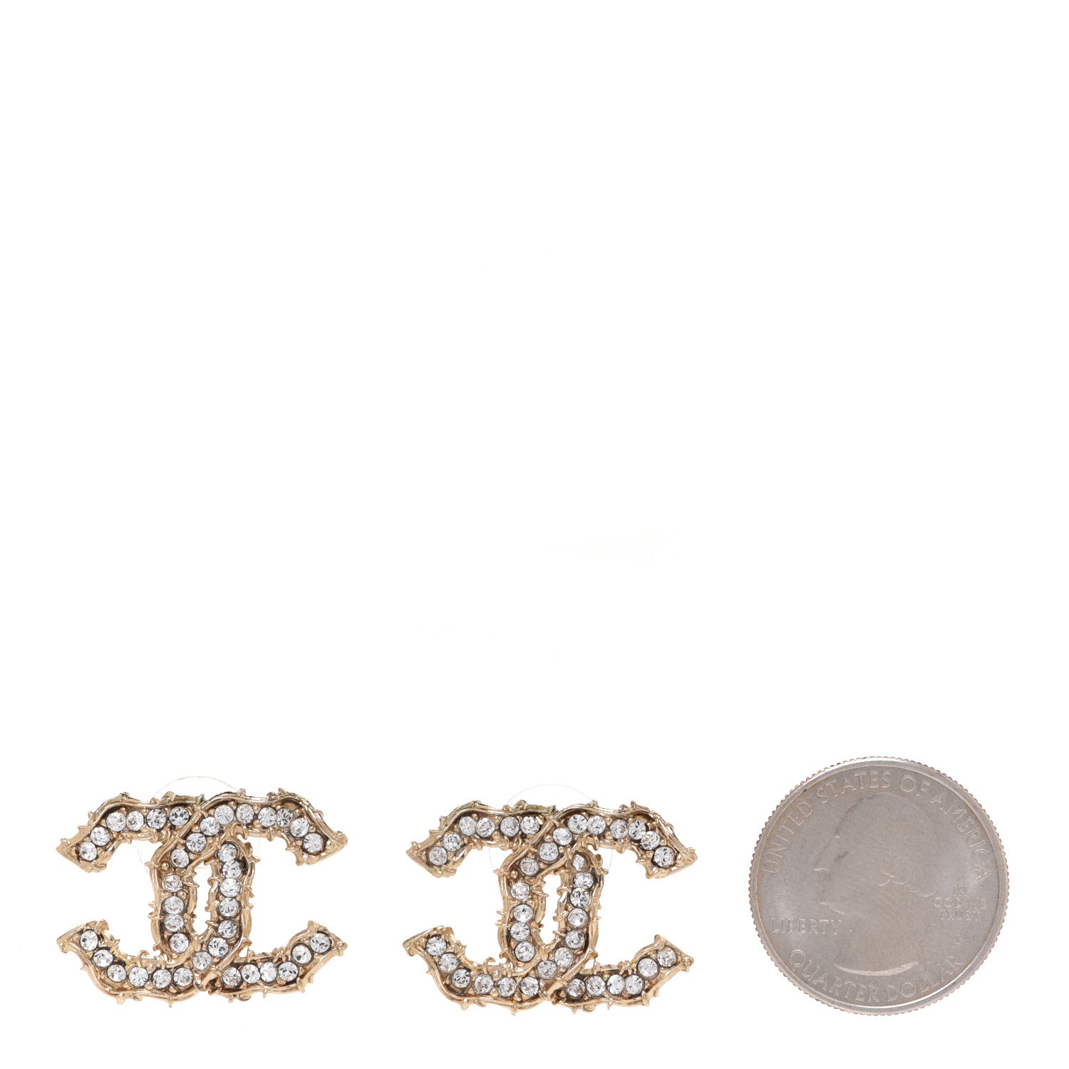 Chanel Crystal CC Earrings Gold 2 of 5