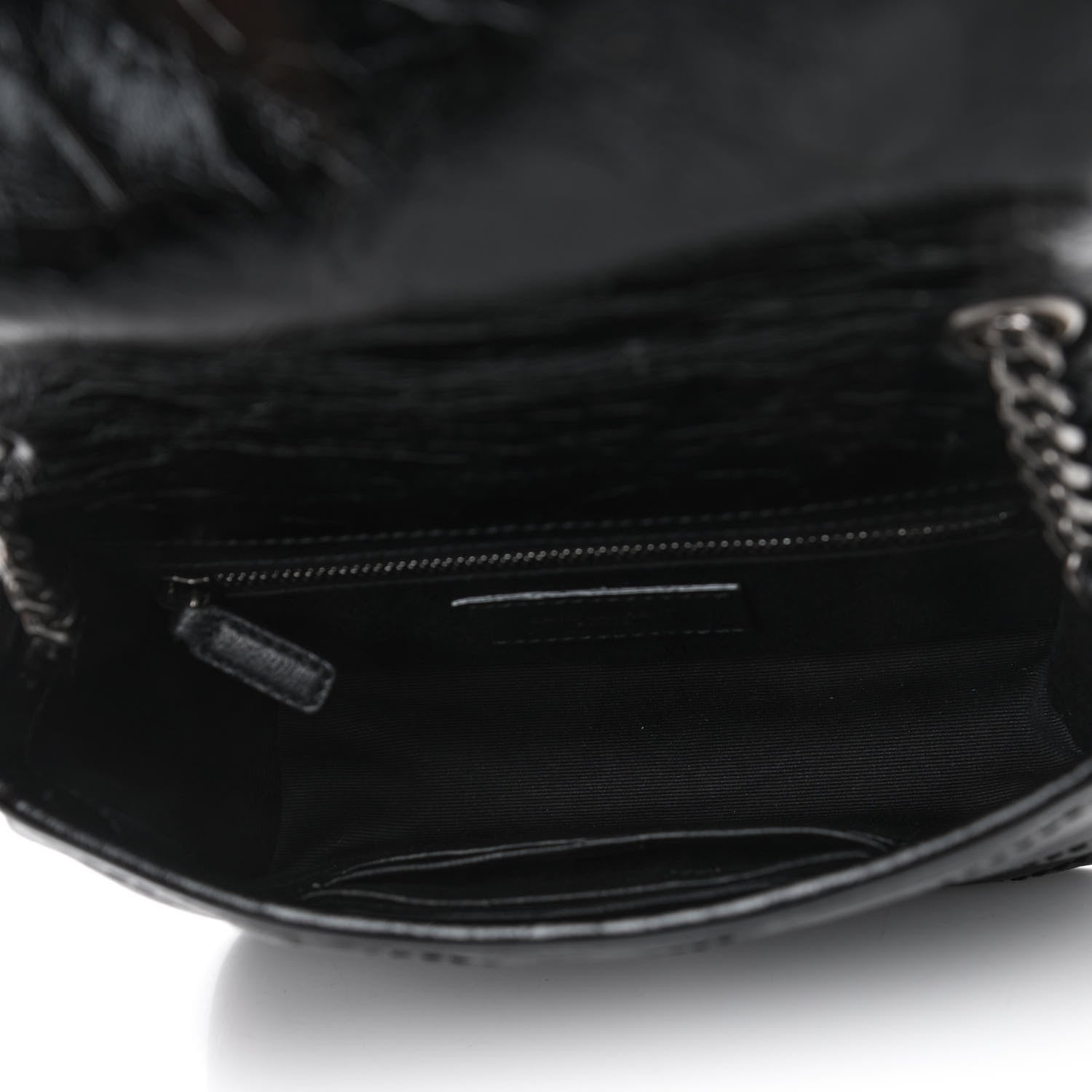 Saint Laurent Crinkled Calfskin Matelasse Monogram Niki Chain Wallet Black 4 of 4