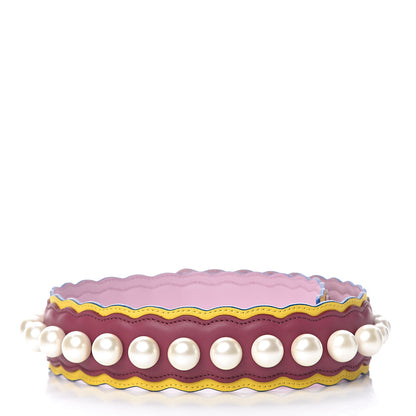 Fendi Vitello Century Pearl Tri-Color Scalloped Studded Strap You Black Cherry Limone Lavanda 2 of 5