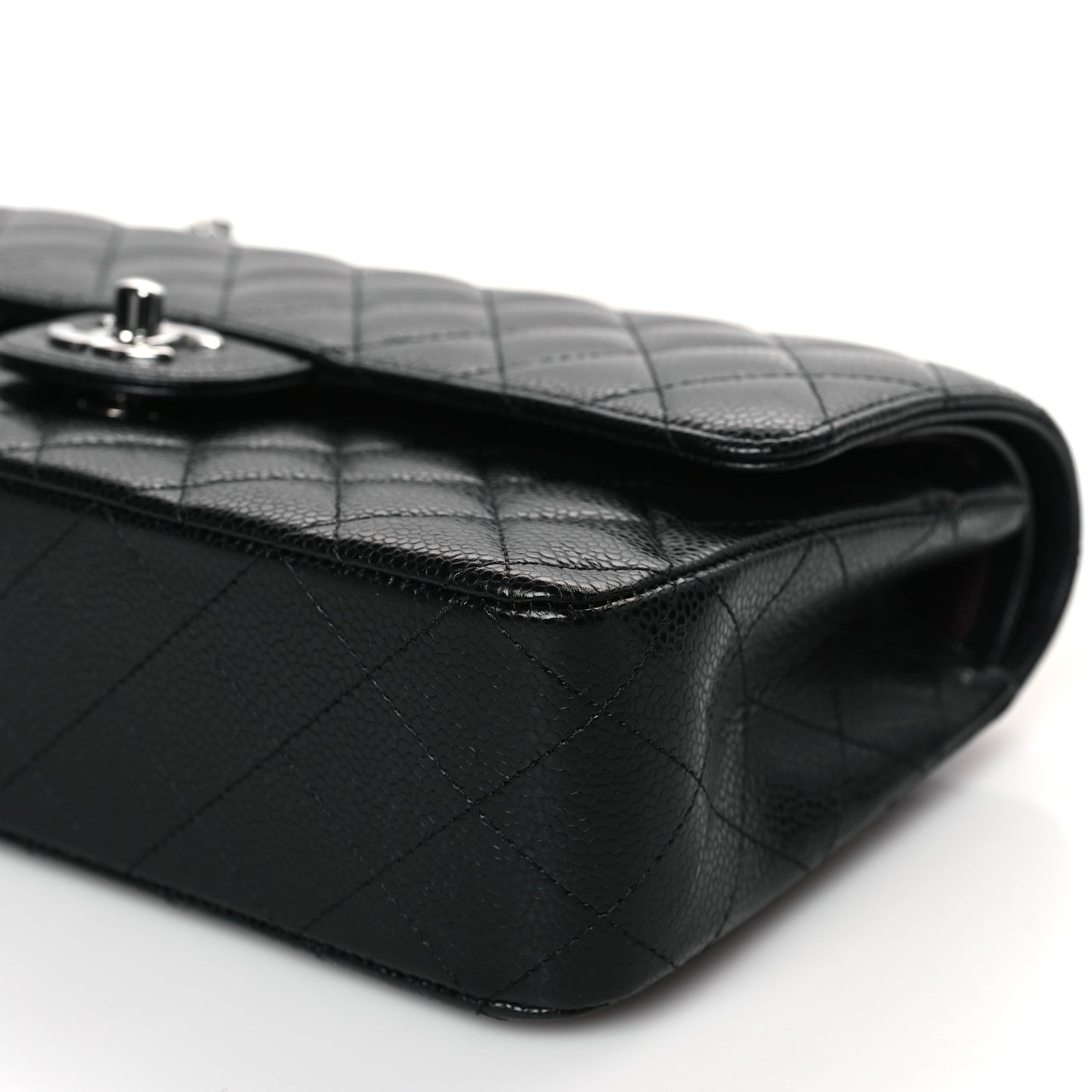 Caviar Quilted Medium Double Flap Black