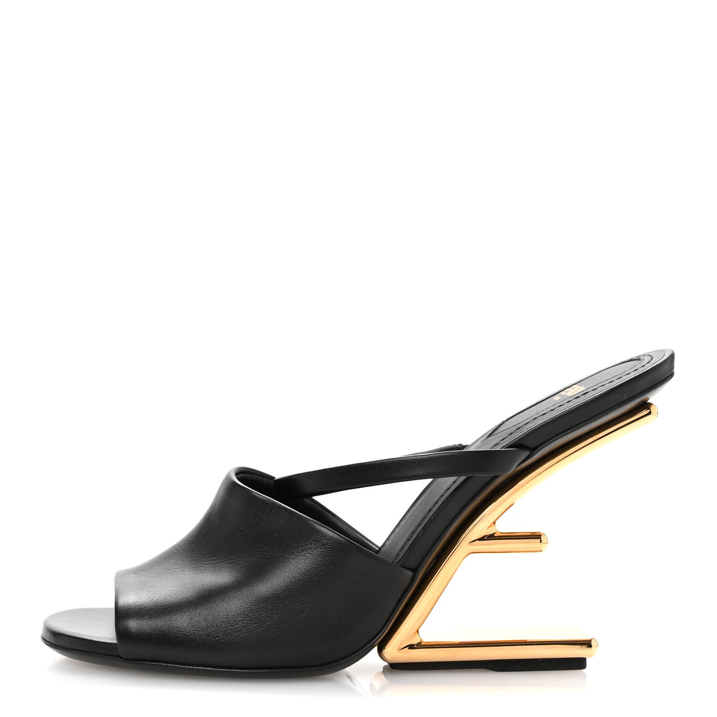 Calfskin Fendi First 95mm Slide Sandals 38 Black