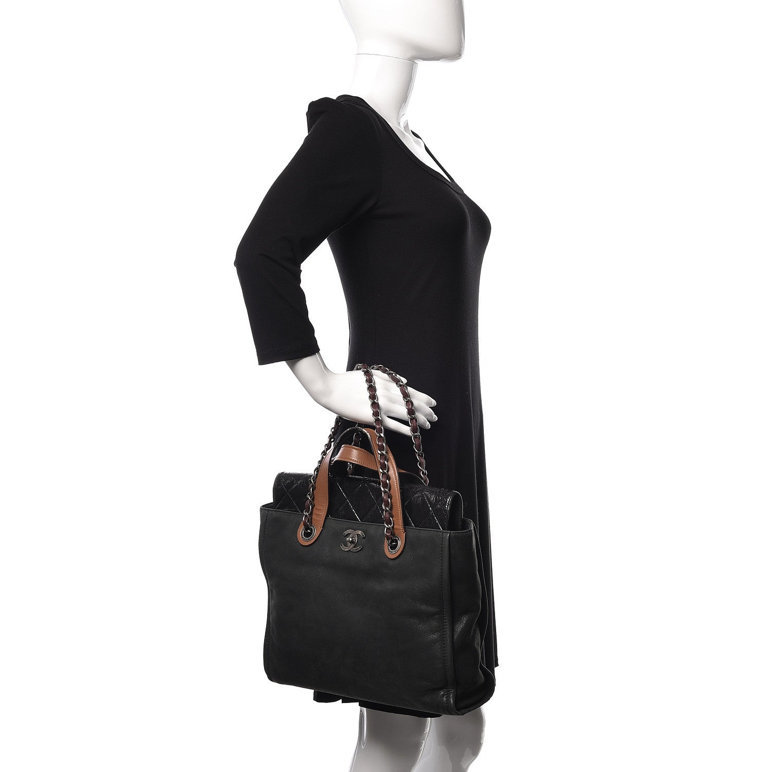 Chanel Iridescent Glazed Calfskin In The Mix Tote Black 2 of 12