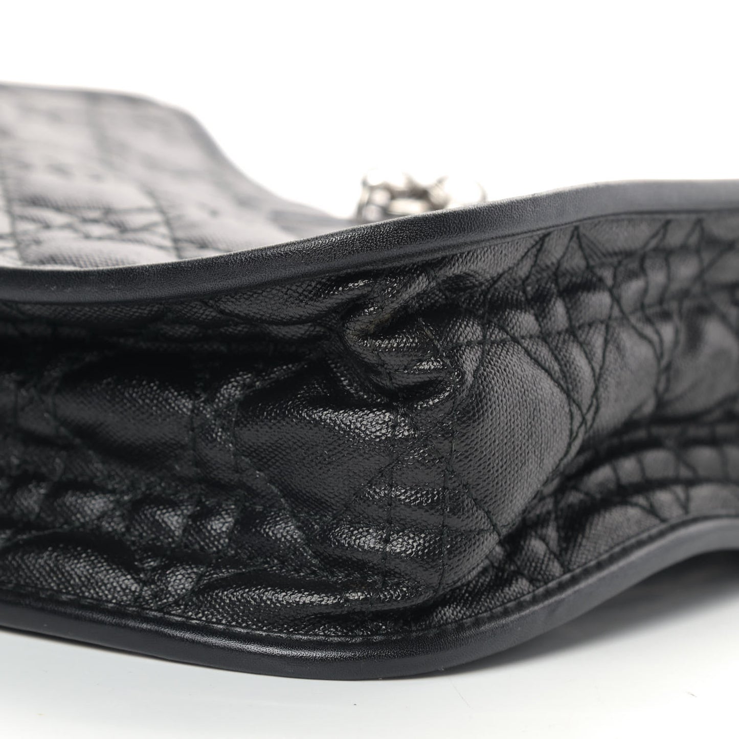Coated Canvas Cannage Crossbody Bag Black