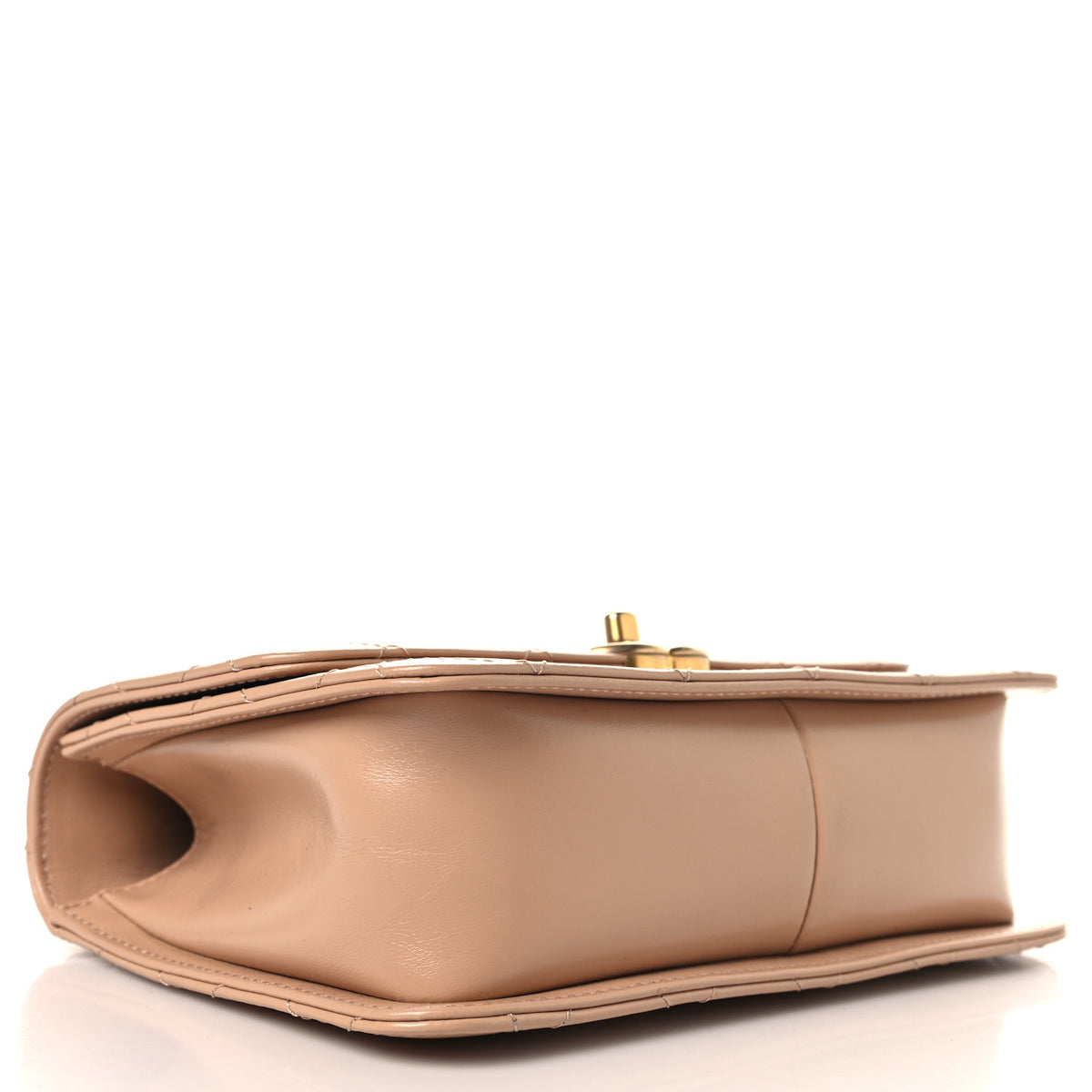 Calfskin Quilted Perfect Fit Flap Beige