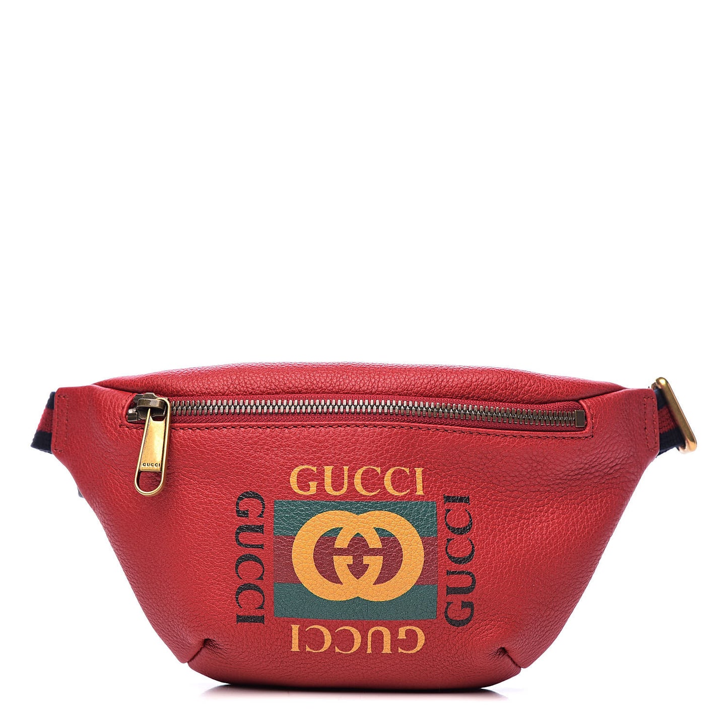 Grained Calfskin Small Logo Belt Bag Hibiscus Red