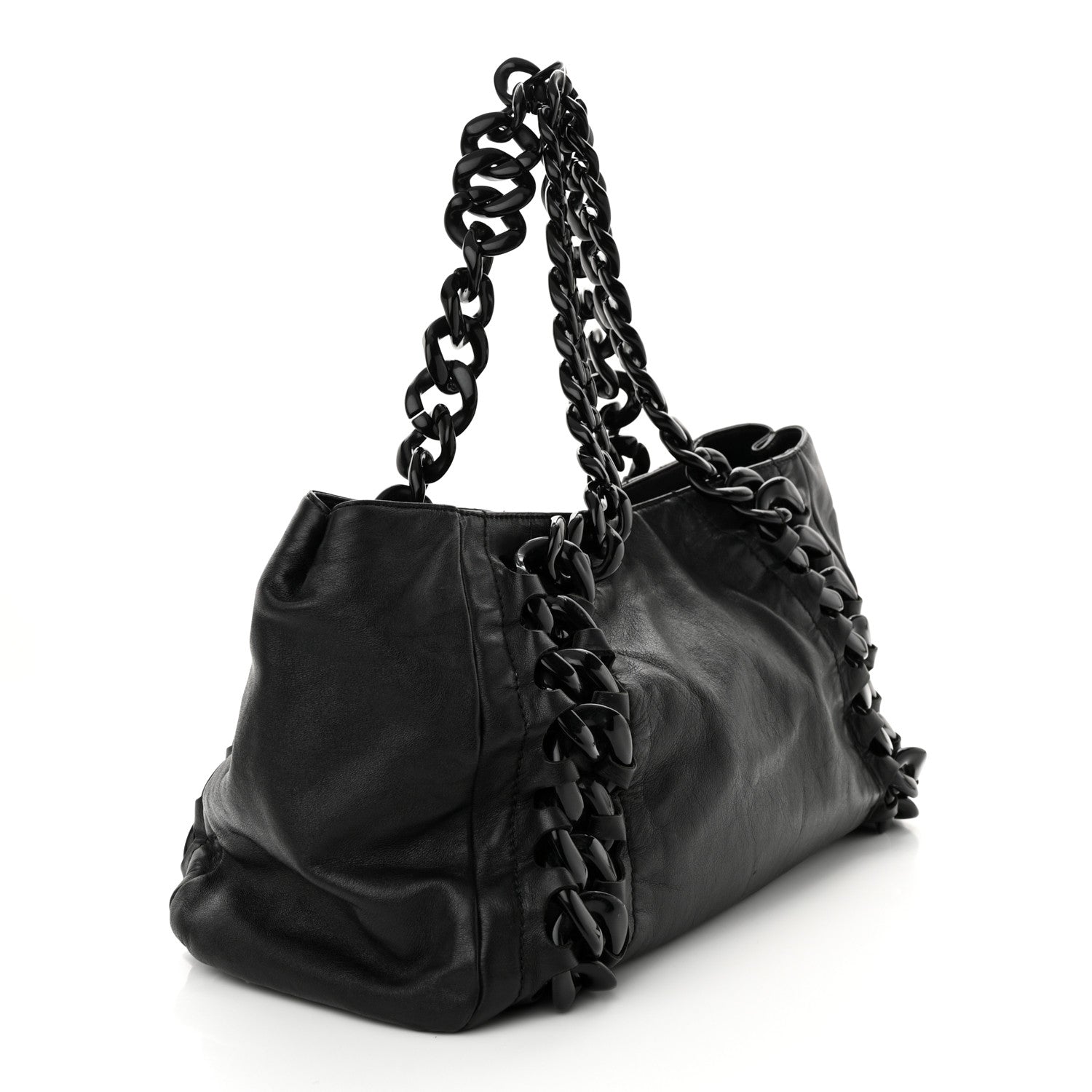 Chanel Calfskin Modern Chain Rhodoid East West Tote Black 3 of 14