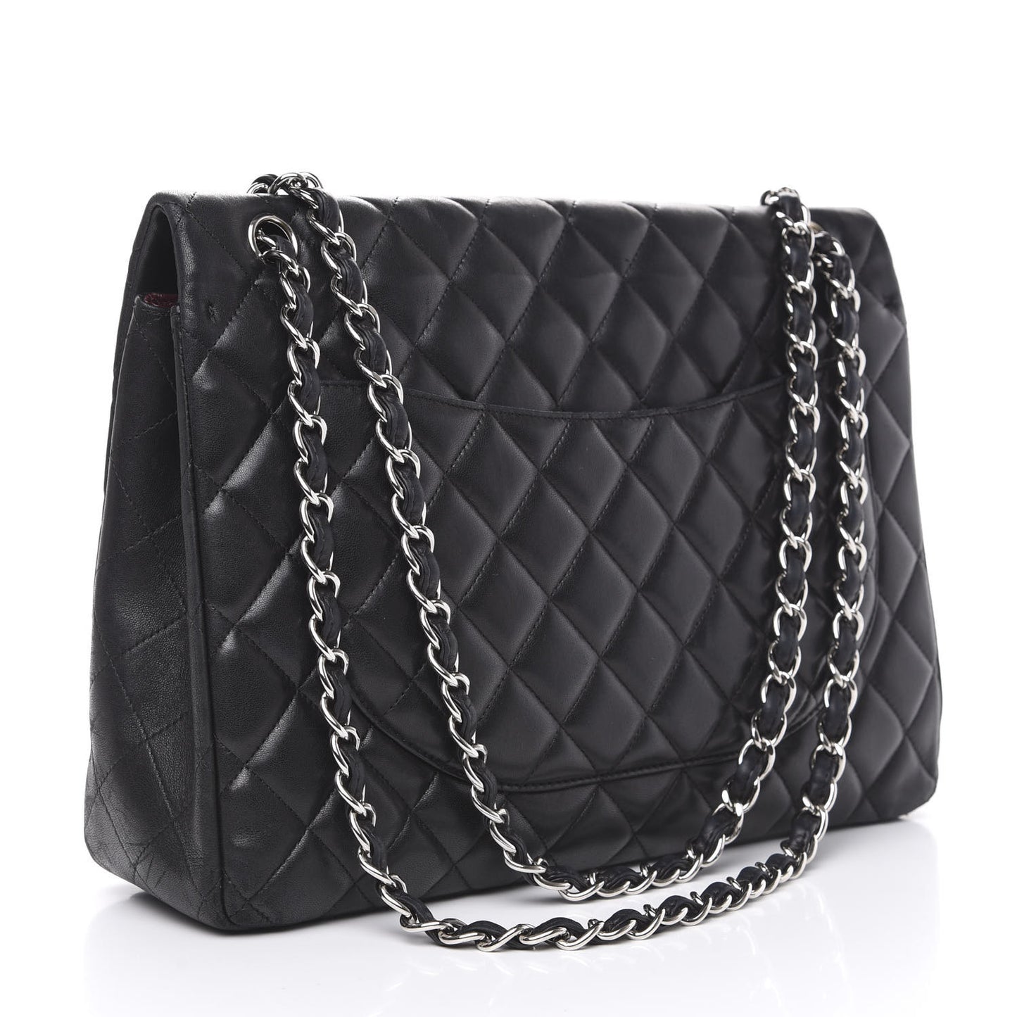 Lambskin Quilted Maxi Single Flap Black