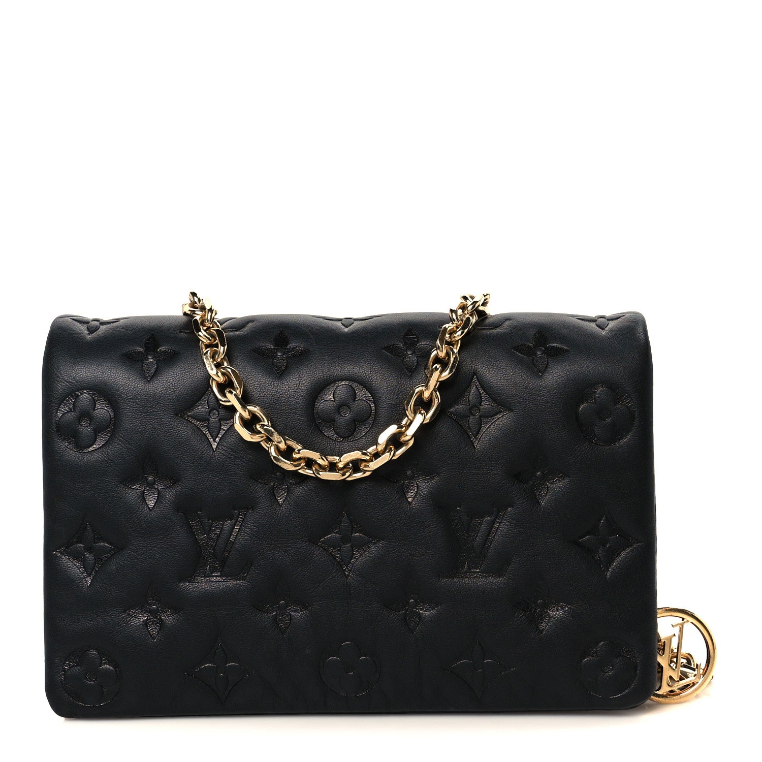 Louis Vuitton Lambskin Embossed Monogram Pochette Coussin Black 1 of 9