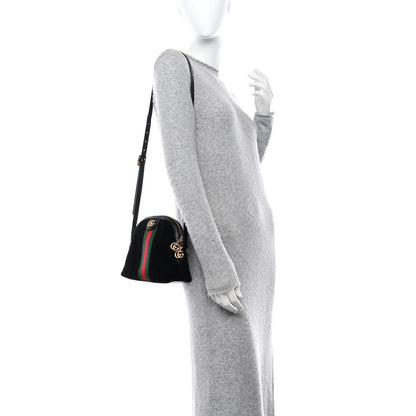 Gucci Suede Patent Web GG Small Ophidia Dome Shoulder Bag Black 2 of 10