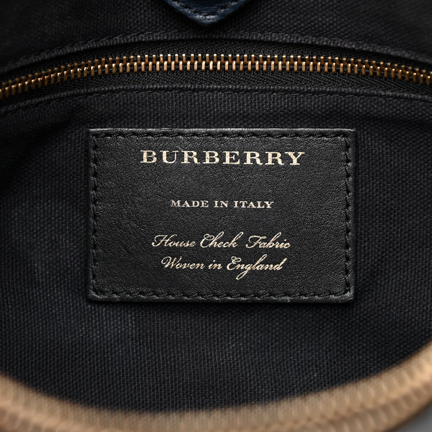 Calfskin House Check Medium Banner Tote Ink Blue