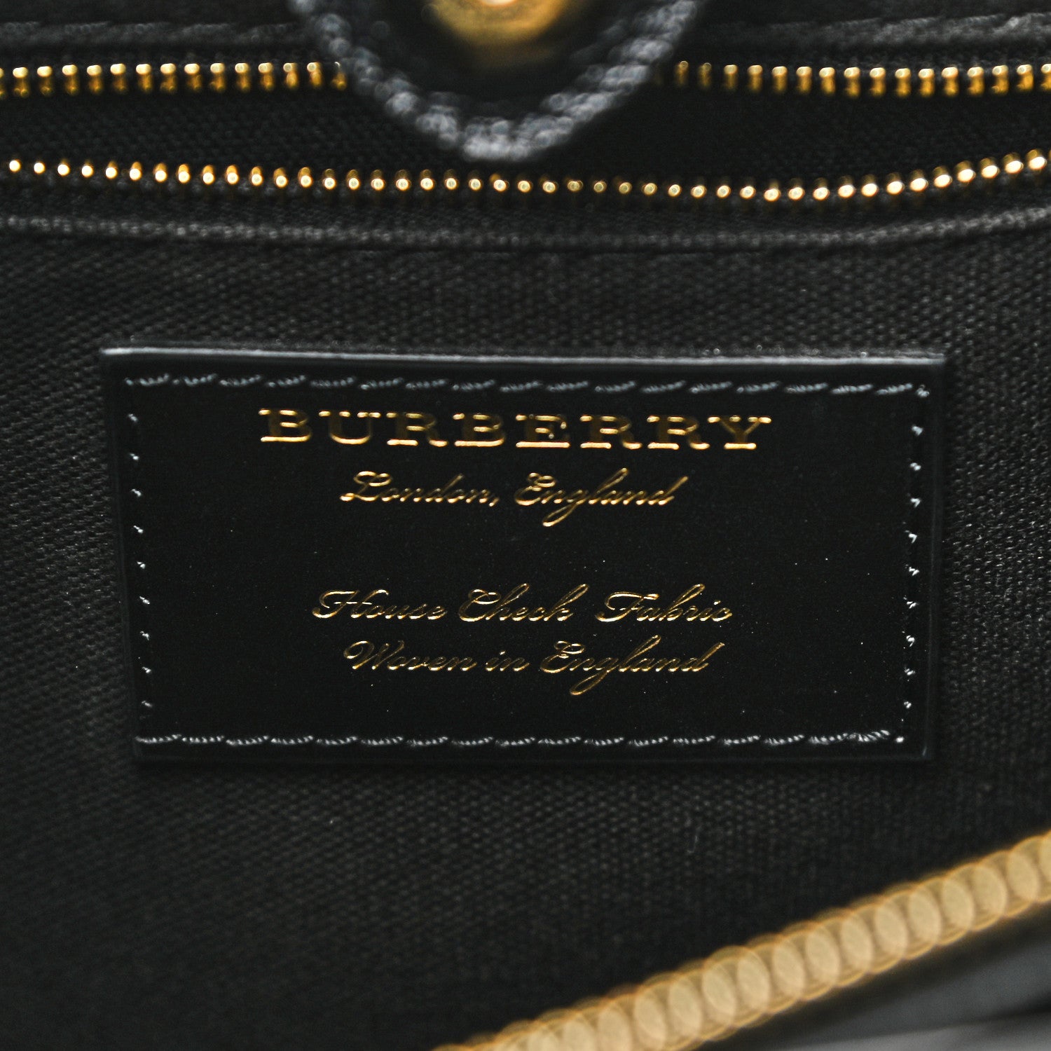 Burberry Grainy Calfskin House Check Medium Banner Tote Black 6 of 11