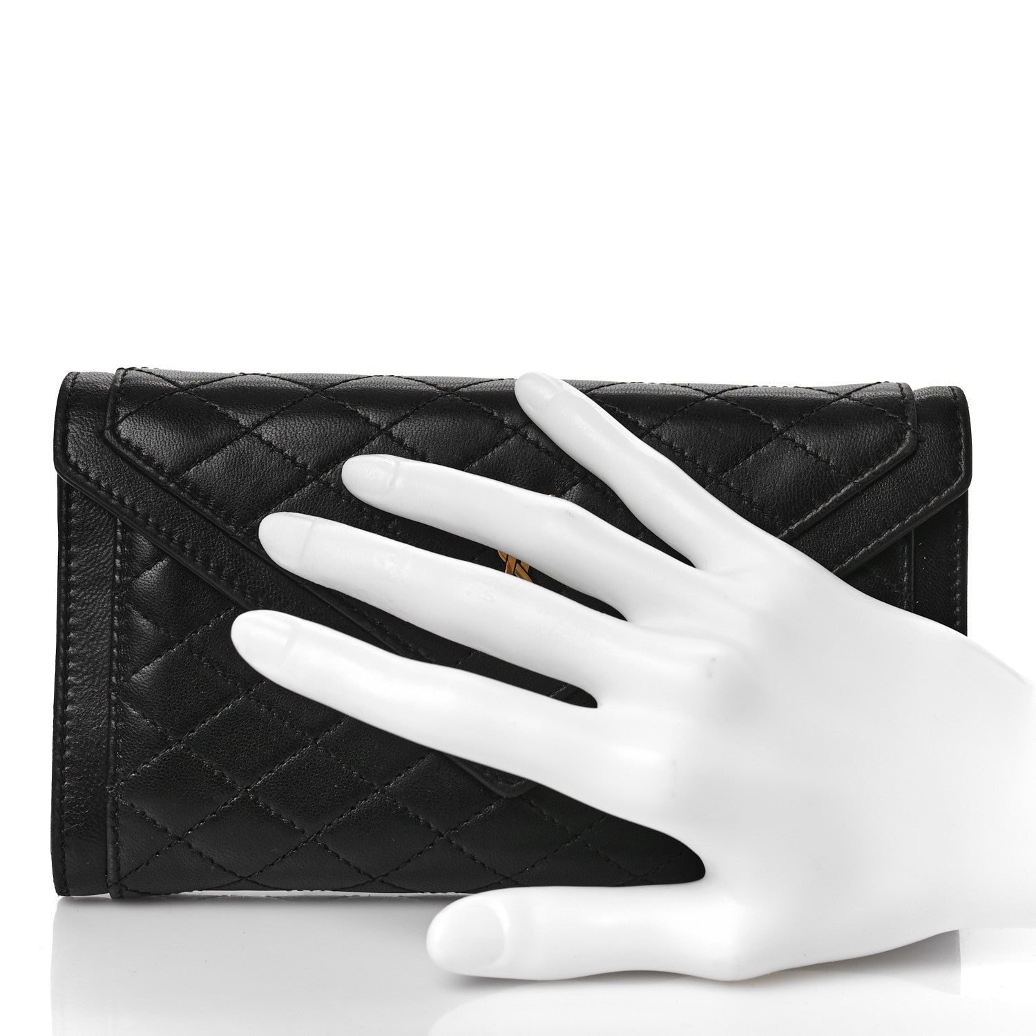 Saint Laurent Lambskin Quilted Monogram Large Gabbie Flap Wallet Black 2 of 10