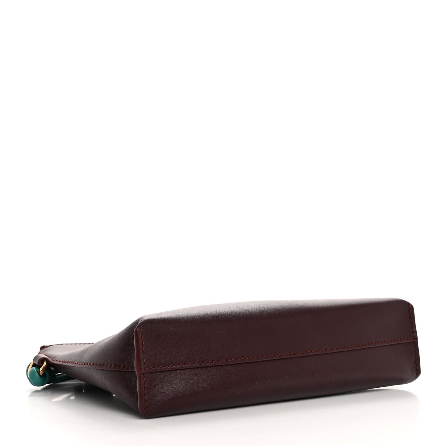 Shiny Nappa Calfskin Knot T Pouch Burgundy Emerald