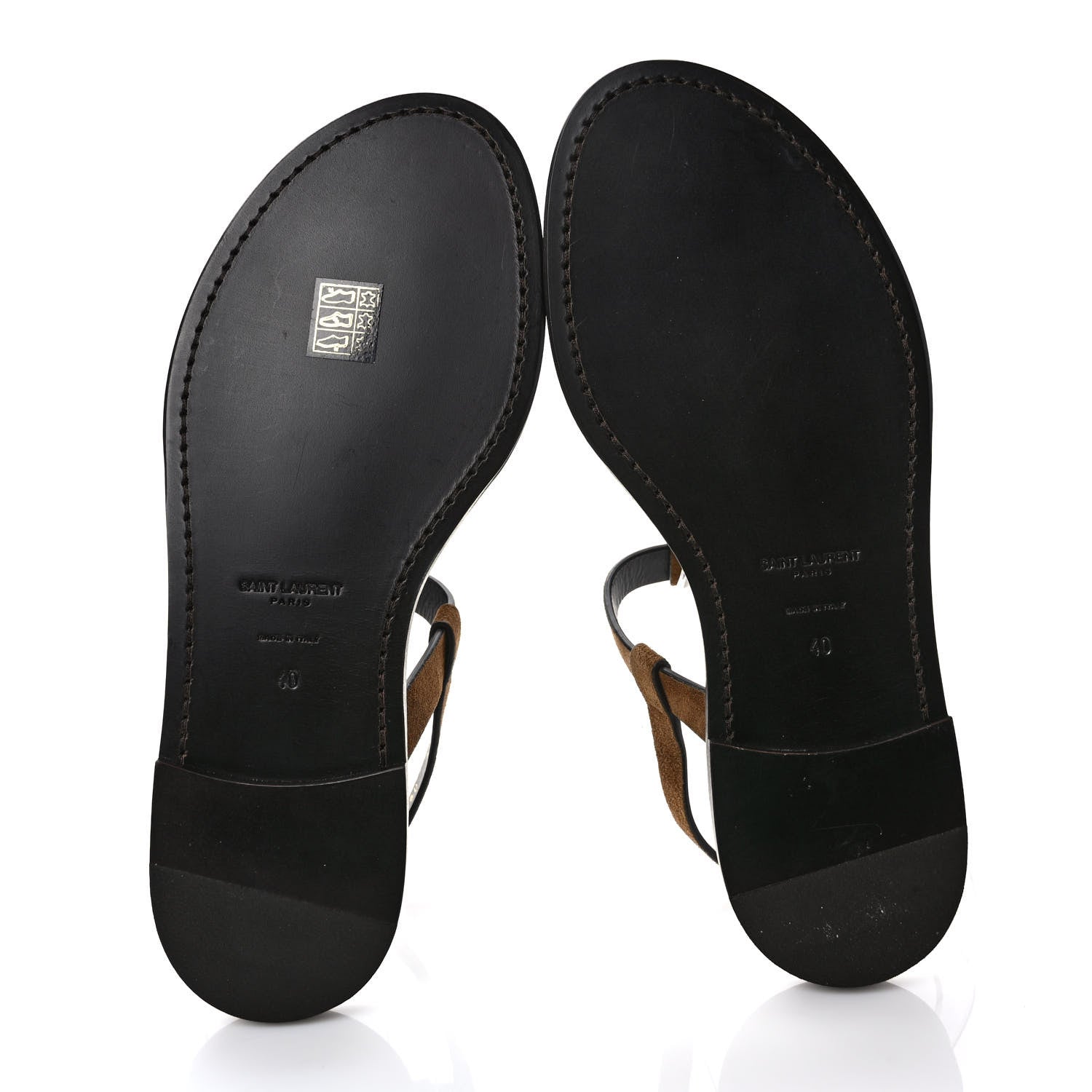 Saint Laurent Suede Cassandra Monogram Sandals 40 Brown 5 of 8