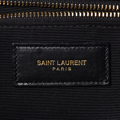 Saint Laurent Smooth Calfskin Matelasse Chevron Large Monogram Satchel Black 6 of 13