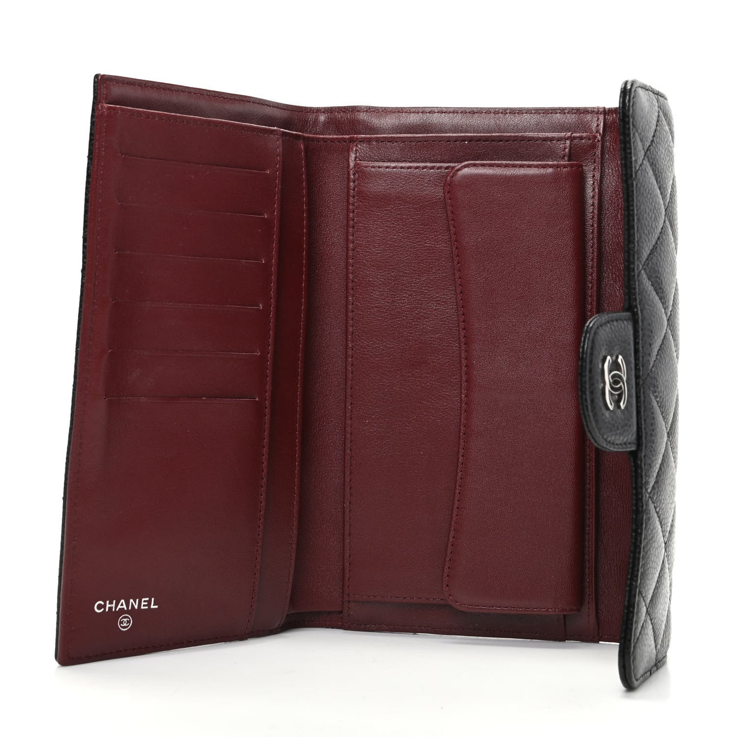 Caviar Quilted Large Flap Wallet Black