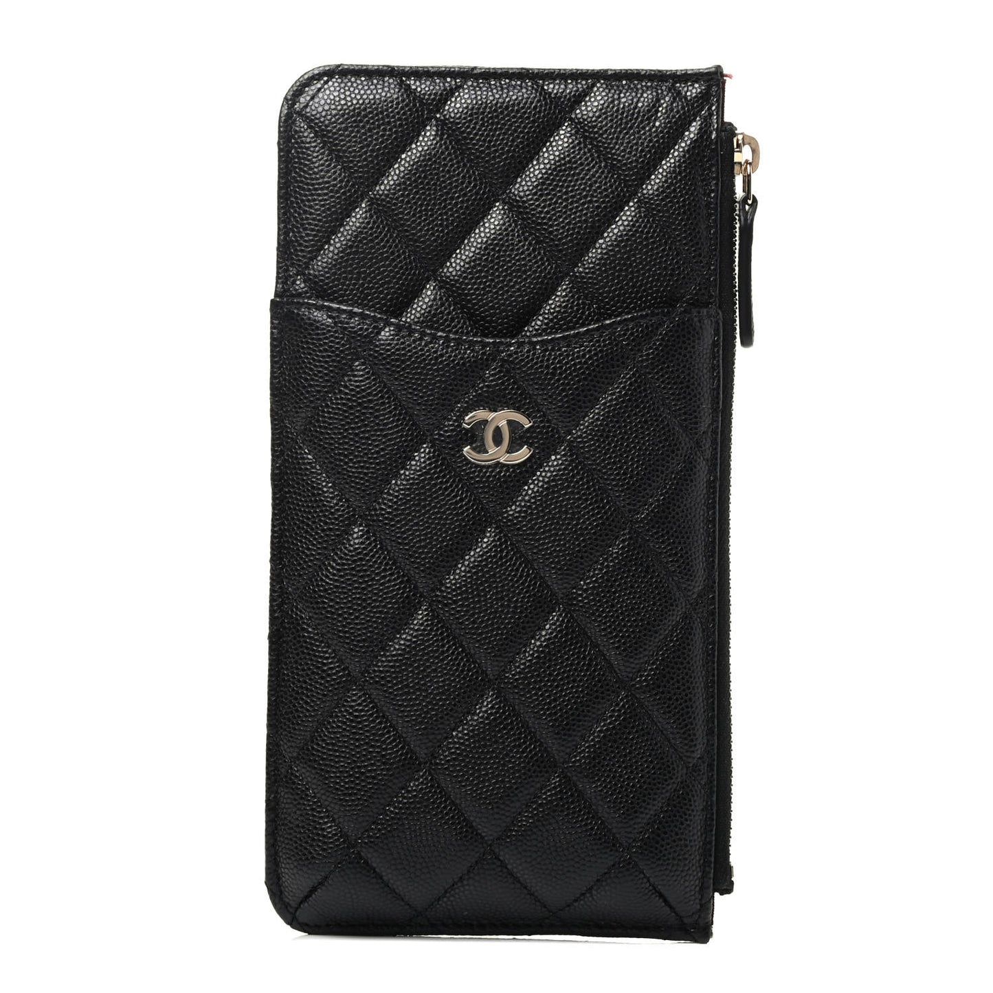 Caviar Quilted Classic Flat Wallet Pouch Black
