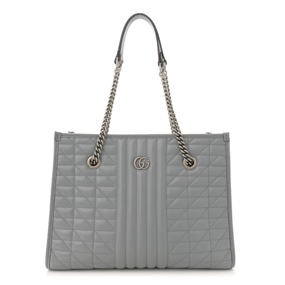 Gucci Calfskin Matelasse Aria Medium GG Marmont Shoulder Tote Deep Grey 1 of 12