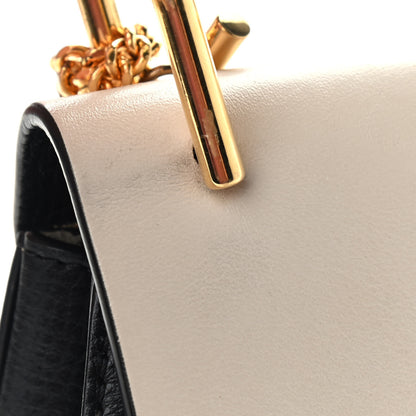 Chloe Grained Calfskin Lambskin Mini Bi-Color Drew Shoulder Bag Black Powder Beige 9 of 9