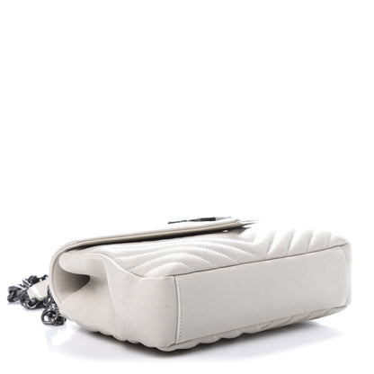 Saint Laurent Sheepskin Matelasse Chevron Monogram Medium College Bag Dove White 4 of 9