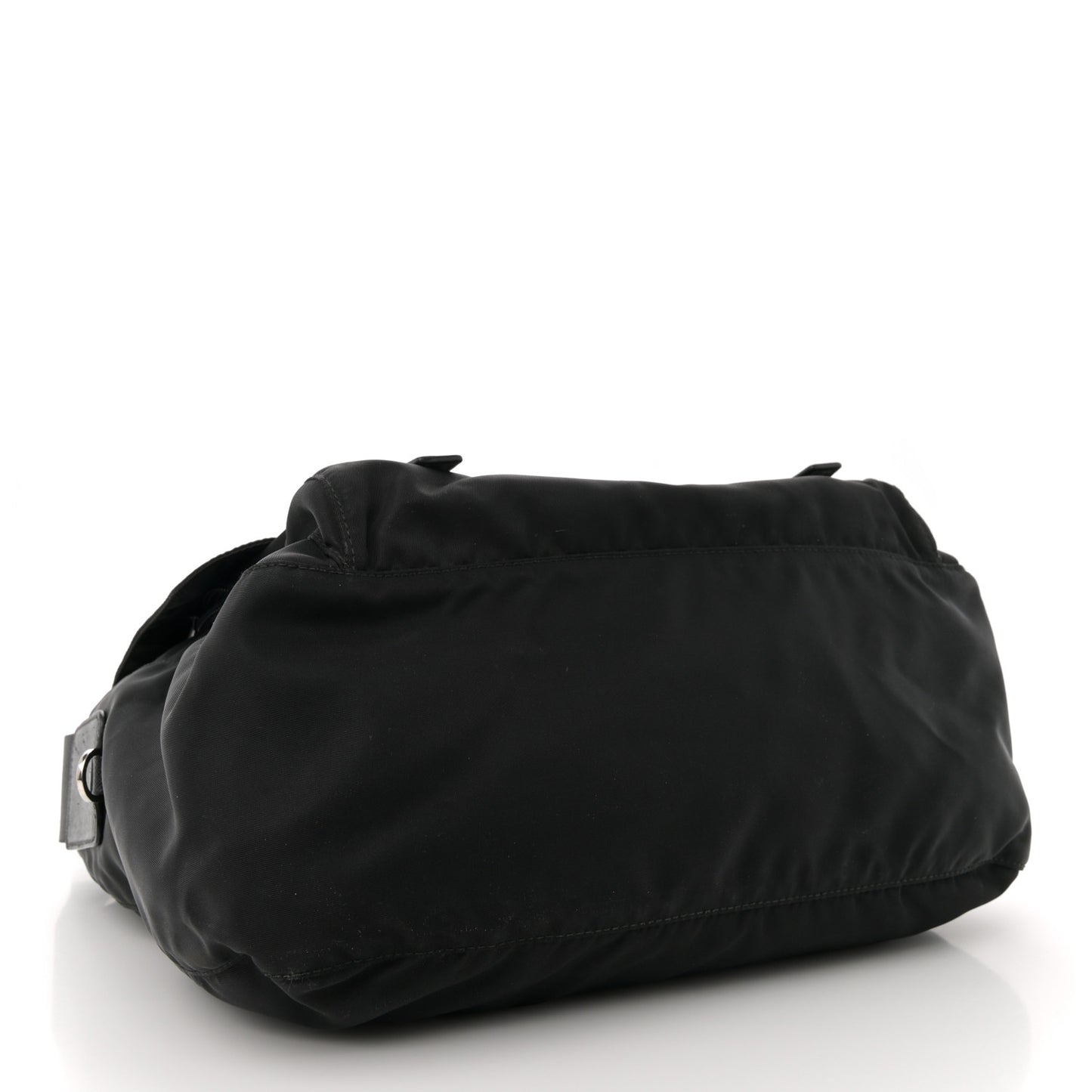 Tessuto Nylon Saffiano Double Buckle Messenger Shoulder Bag Black