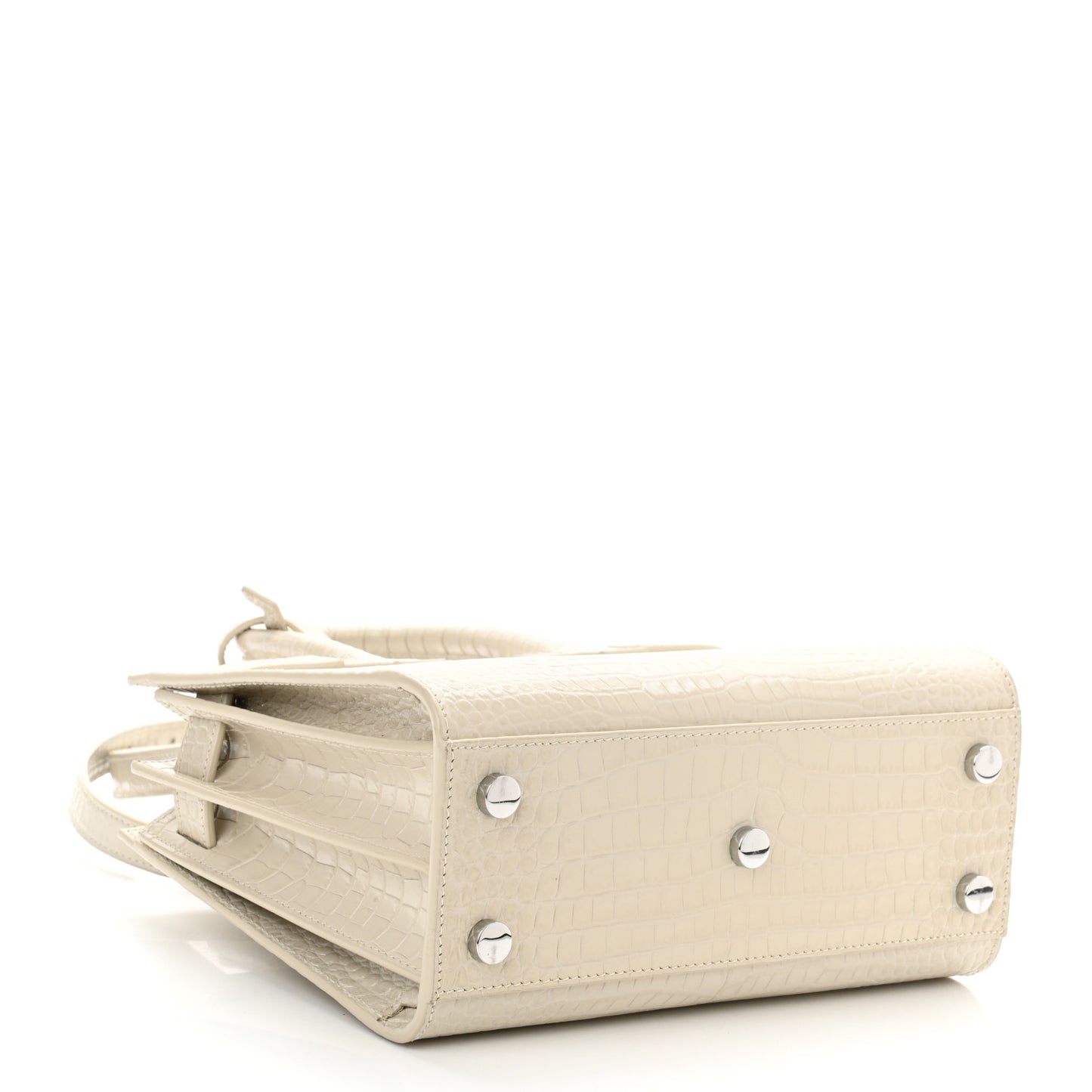 Calfskin Crocodile Embossed Nano Sac De Jour Crema Soft