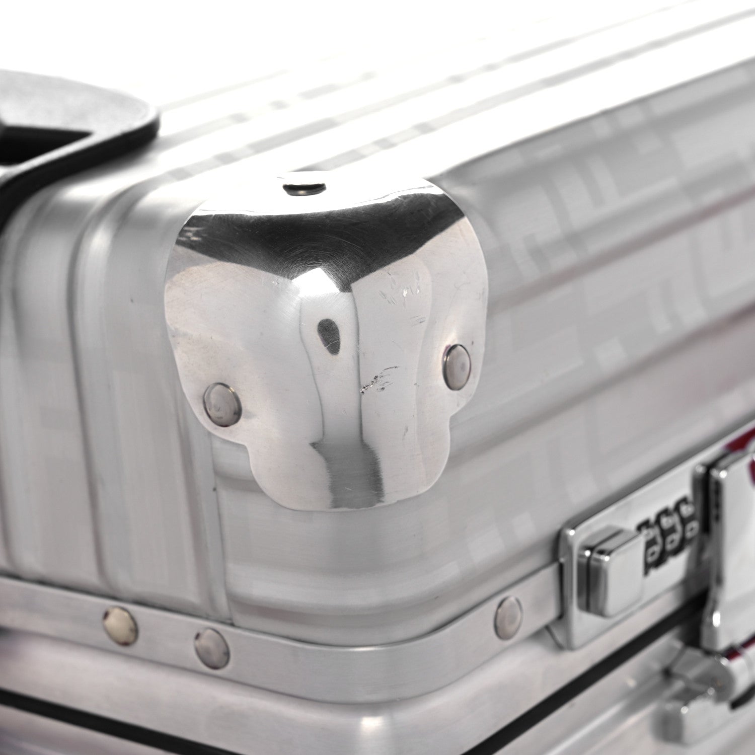 Fendi X RIMOWA Aluminum FF Print Roll Away Carry On Luggage Silver Red 19 of 23