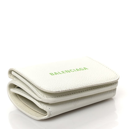 Balenciaga Grained Calfskin Logo Mini Cash Wallet White Light Green 4 of 7