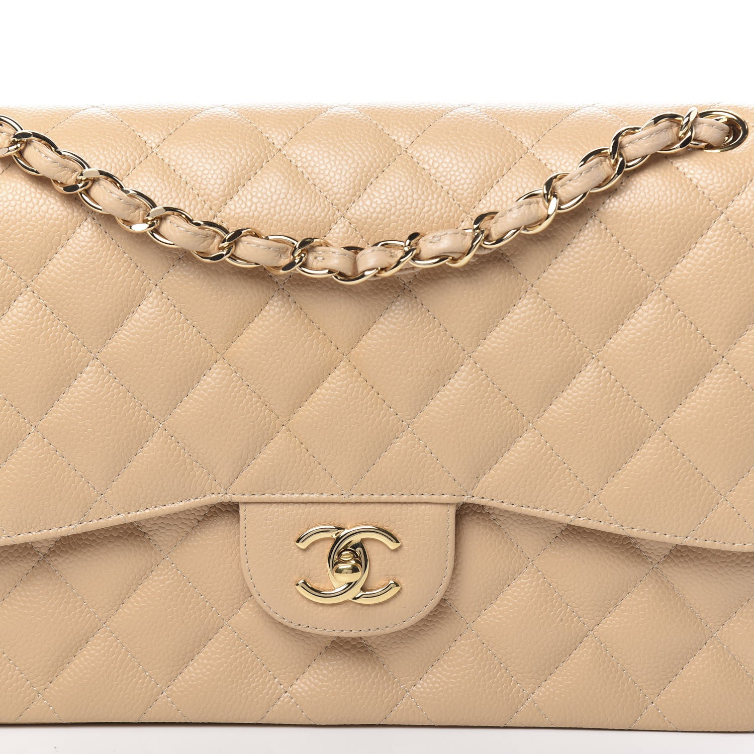 Chanel Caviar Quilted Jumbo Double Flap Beige 9 of 16