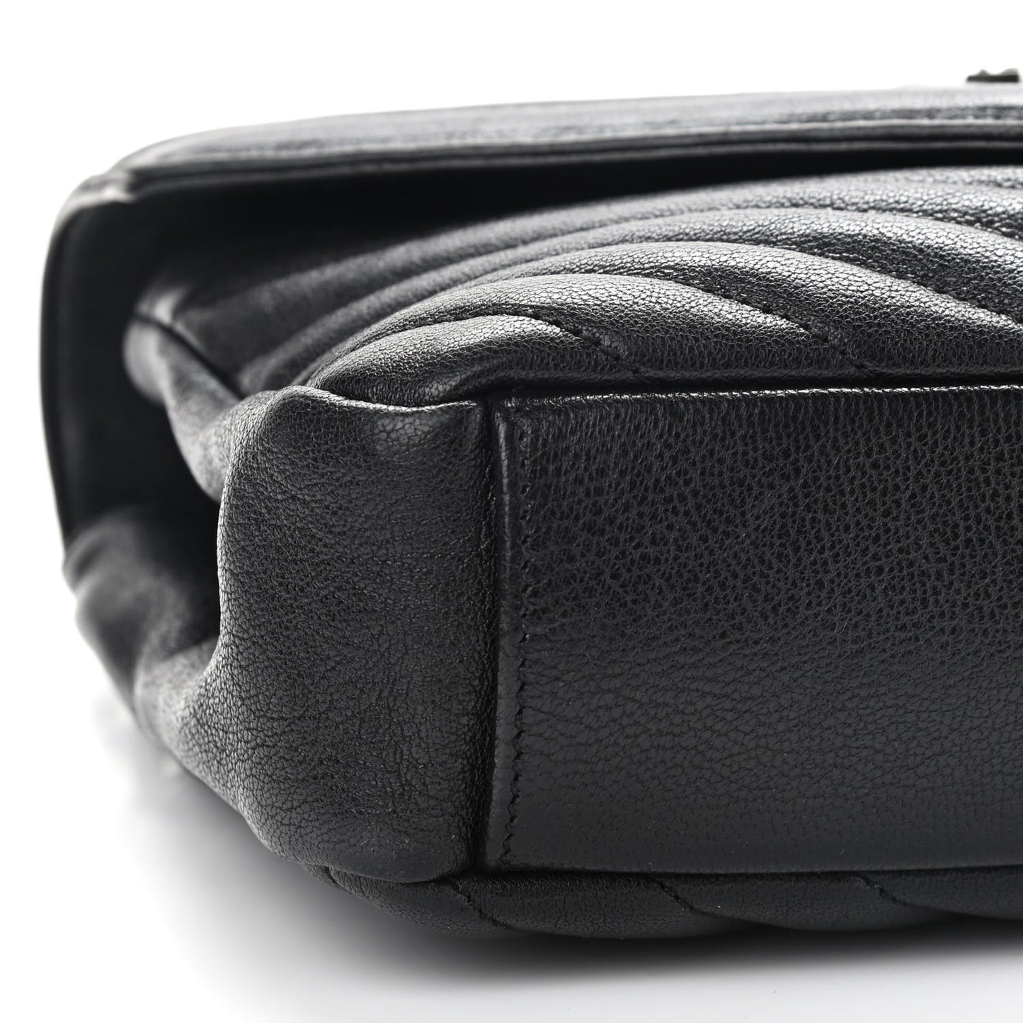 Sheepskin Matelasse Chevron Monogram Medium College Bag Black