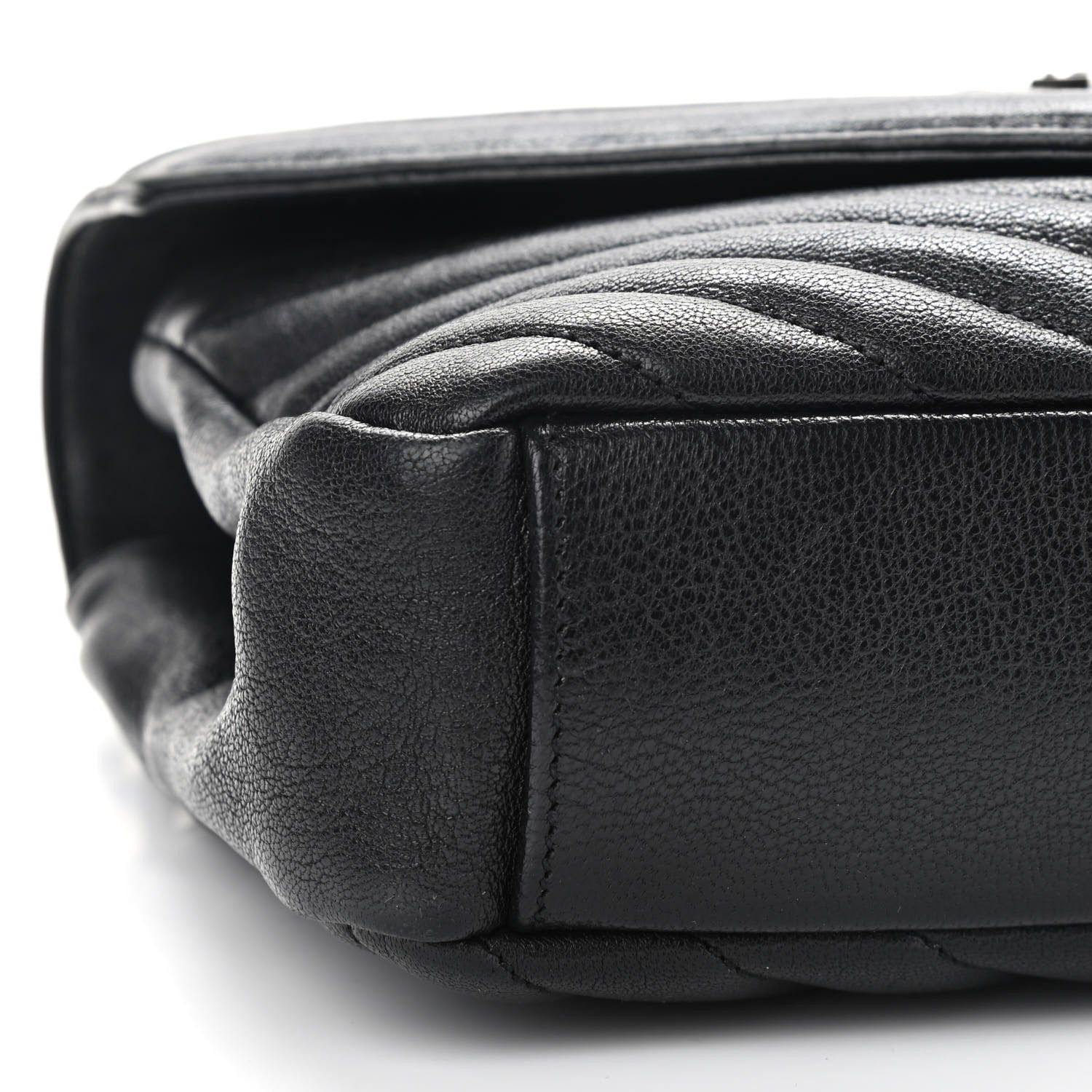 Saint Laurent Sheepskin Matelasse Chevron Monogram Medium College Bag Black 7 of 13