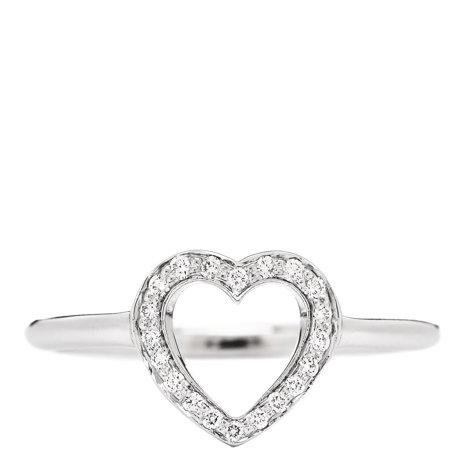 Tiffany Platinum Diamond Heart Ring 51 5.75 1 of 4