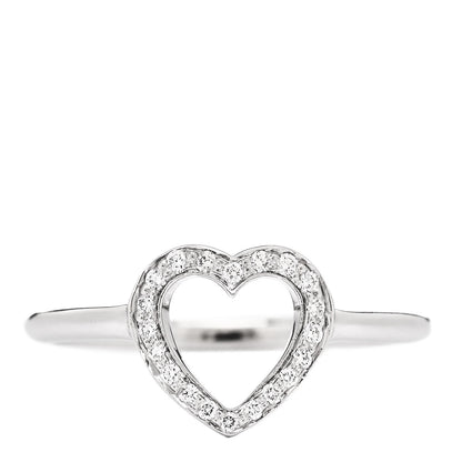 Tiffany Platinum Diamond Heart Ring 51 5.75 1 of 4