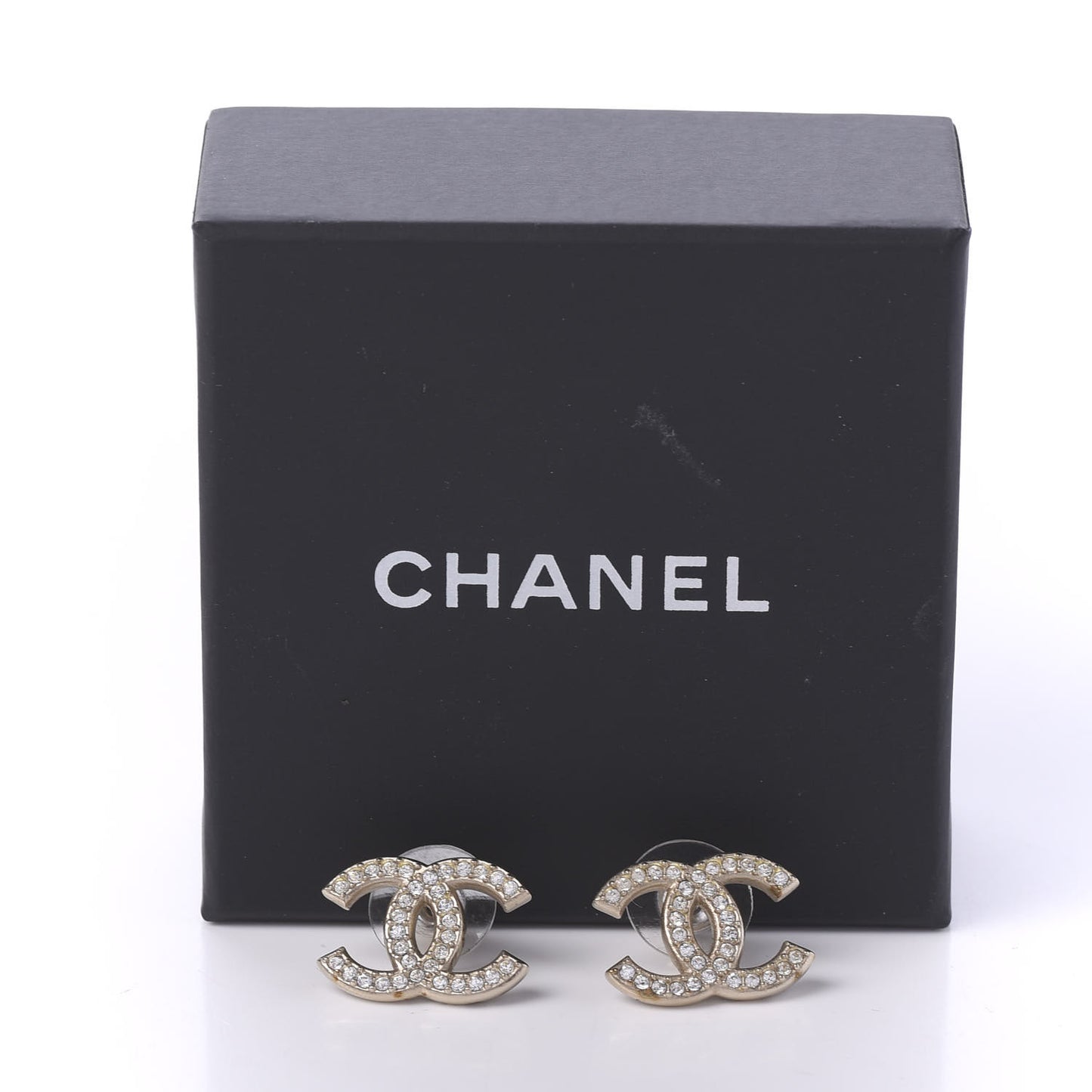 Crystal CC Stud Earrings Gold