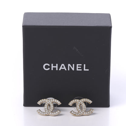 Chanel Crystal CC Stud Earrings Gold 5 of 5
