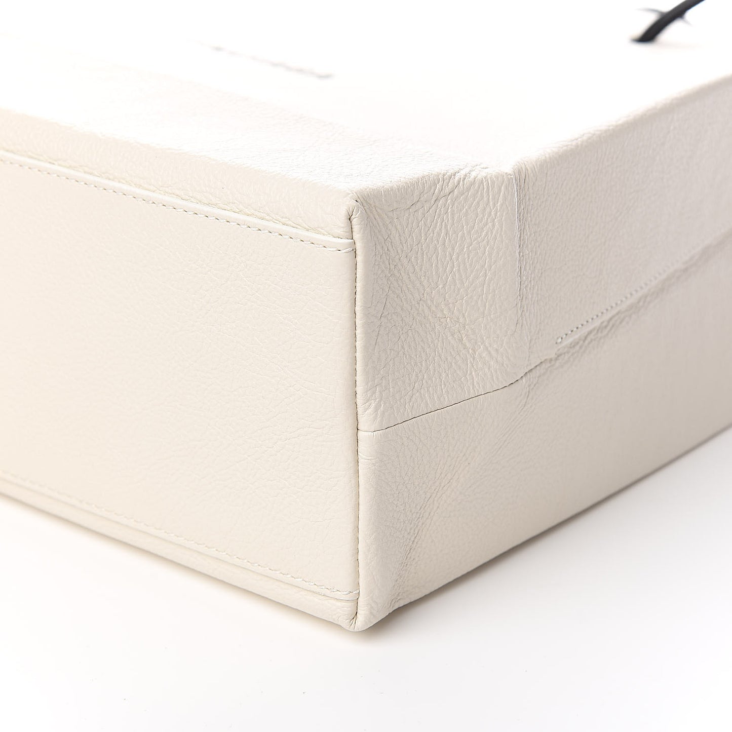 Calfskin Logo Medium Shopping Tote White