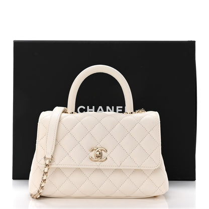 Chanel Caviar Quilted Mini Coco Handle Flap White 12 of 12
