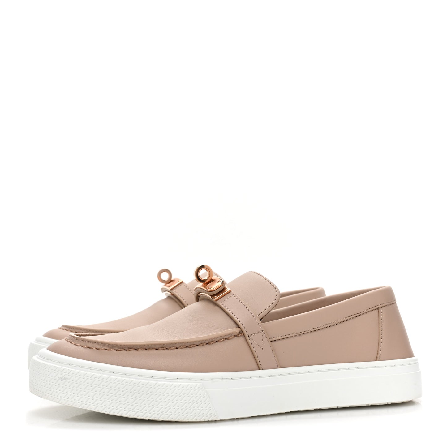 Calfskin Game Slip On Sneakers 35.5 Beige Nude