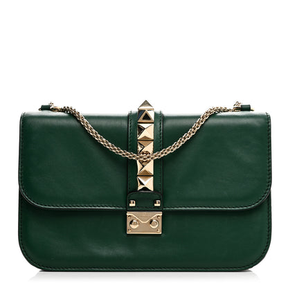 Valentino Garavani Vitello Medium Glam Lock Rockstud Flap Smeraldo 1 of 10