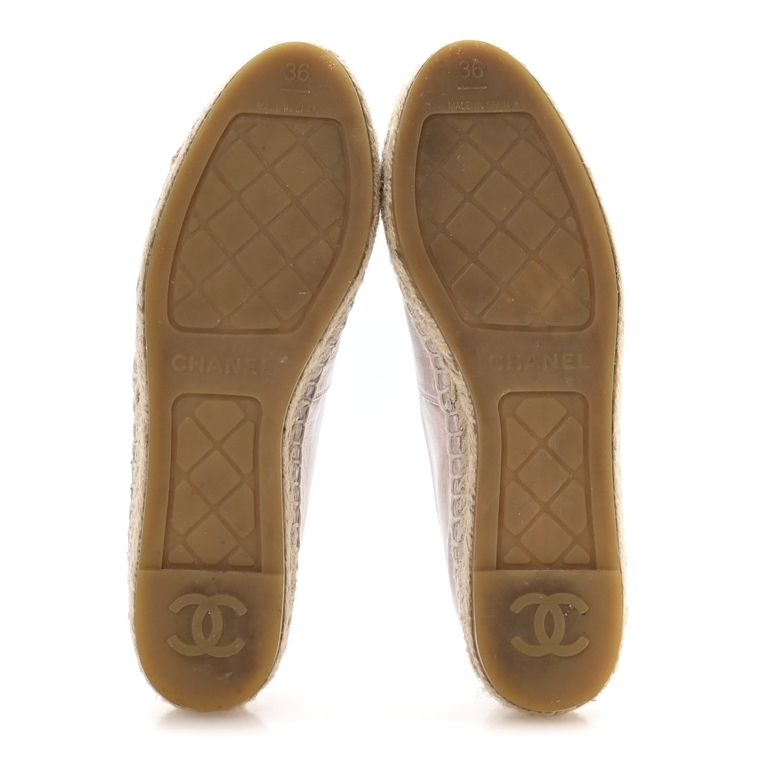Chanel Laminated Lambskin Grosgrain Embroidered CC Espadrilles 36 Pink Silver Black 6 of 9