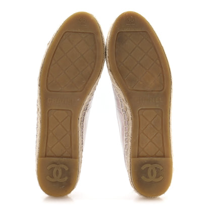 Chanel Laminated Lambskin Grosgrain Embroidered CC Espadrilles 36 Pink Silver Black 6 of 9