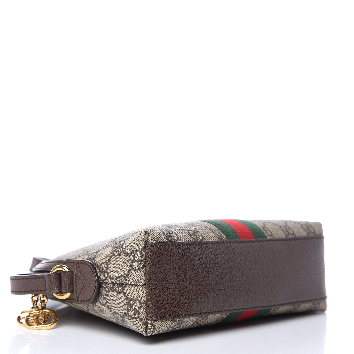 Gucci GG Supreme Monogram Textured Dollar Calfskin Web Small Ophidia Dome Shoulder Bag Beige Ebony New Acero 4 of 10
